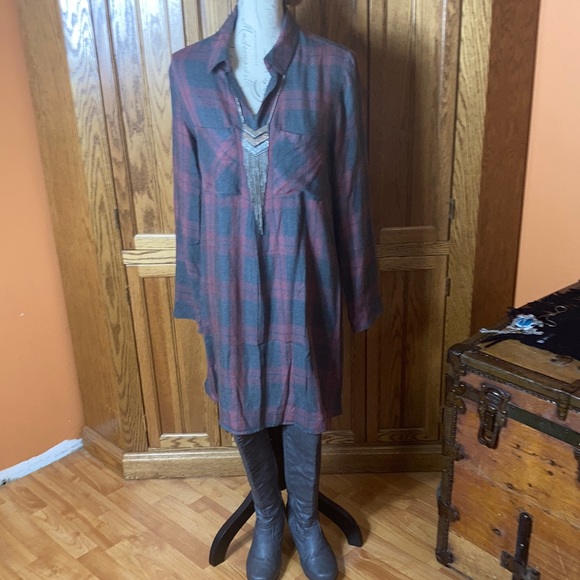 Anthropologie cloth & stone plaid tunic dress - Picture 2 of 12